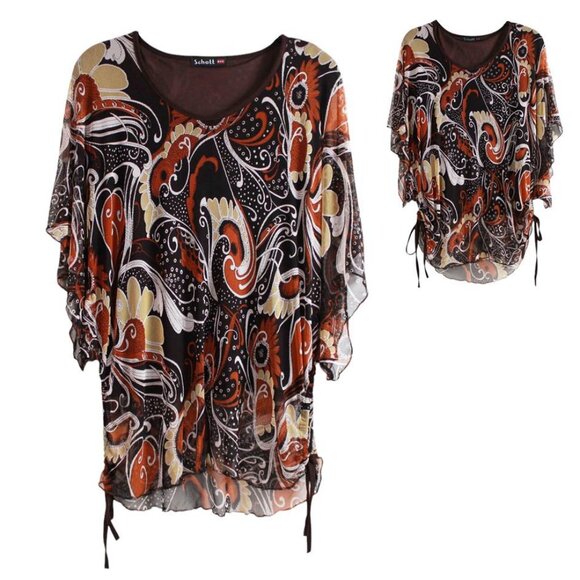 Schott NYC 70s Vintage Abstract Print Mesh Top - Picture 16 of 16